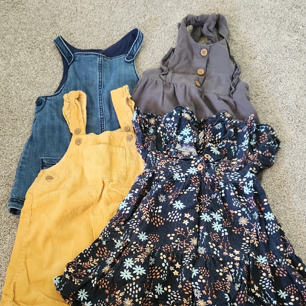 Carter's Denim, Yellow, Gray, and Floral Dress Set